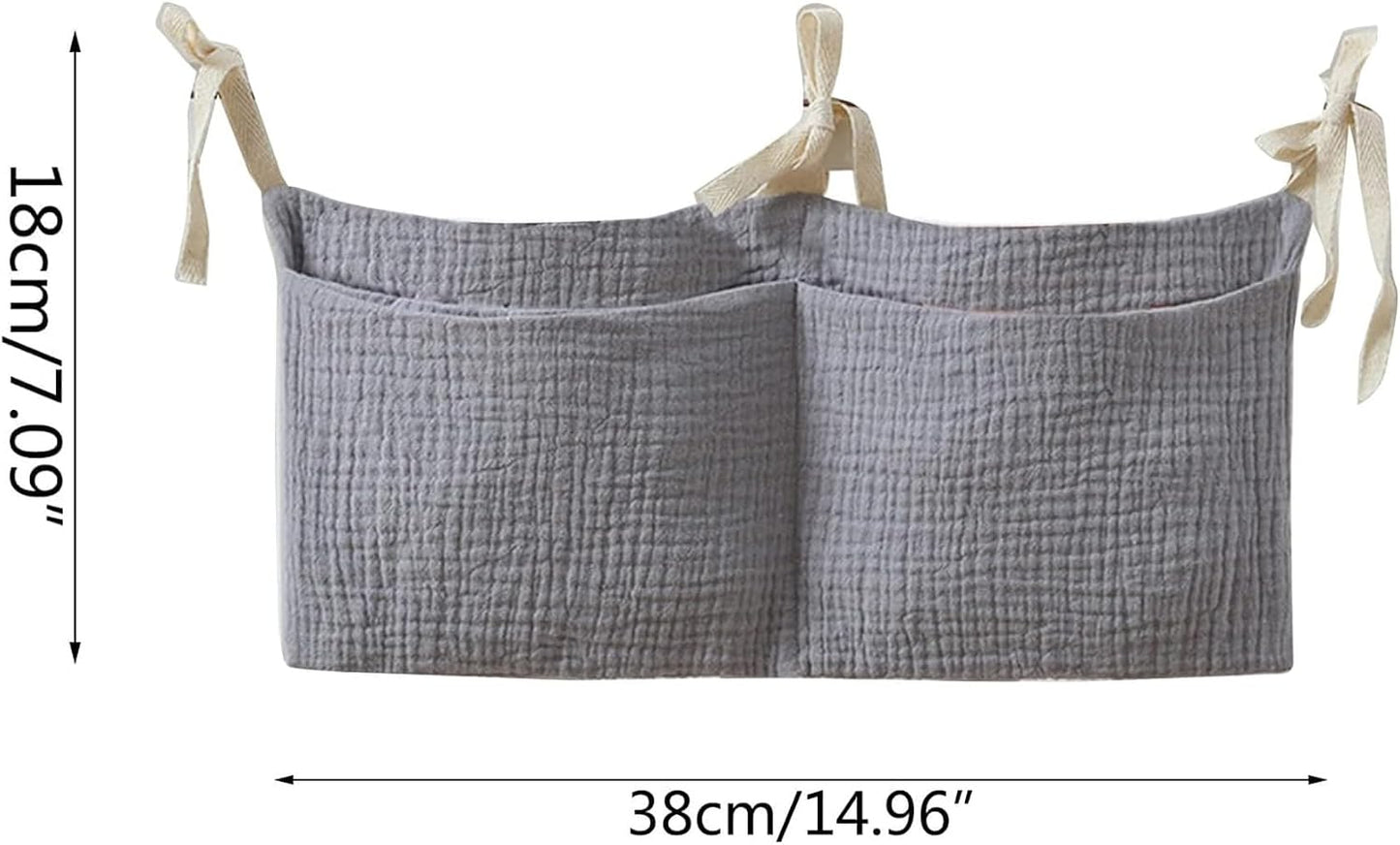 Bedside hanging bag for storing baby milk bottles and blankets - Baby diaper folding bed organizer bag - Brown