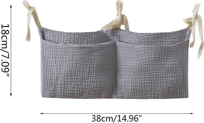 Bedside hanging bag for storing baby milk bottles and blankets - Baby diaper folding bed organizer bag - Brown