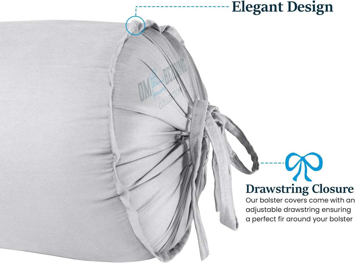 SAHARBEDDINGS 2 Pieces Cervical Neck Roll Pillow Cover with Cotton Bolster Pillowcases for Cylindrical Cushion and Drawstring Closure Round Neck Pillowcase (Plum, Roll Pillow 18x3 Pack of 2)