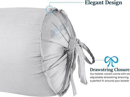 SAHARBEDDINGS 2 Pieces Cervical Neck Roll Pillow Cover with Cotton Bolster Pillowcases for Cylindrical Cushion and Drawstring Closure Round Neck Pillowcase (Plum, Roll Pillow 18x3 Pack of 2)