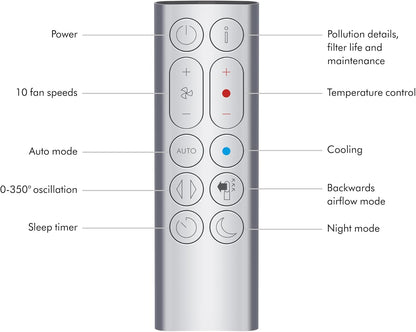 Dyson Purifier Hot+Cool HP07 Air Purifier, Heater, and Fan | White/Silver, Large
