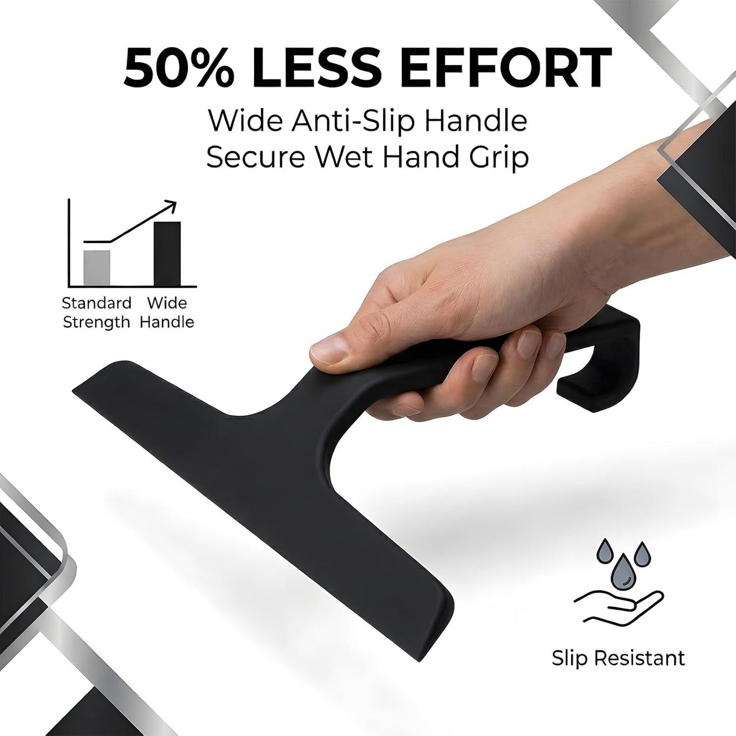 Bathroom Glass Shower Door Squeegee, Silicone & Metal, Black, 10"W x 9.2"L | Effortless, Time-Saving, Rustproof, Flexible, High Quality, Efficient, Cost-Effective, Multi-Functional, Wear-Resistant