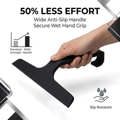 Bathroom Glass Shower Door Squeegee, Silicone & Metal, Black, 10"W x 9.2"L | Effortless, Time-Saving, Rustproof, Flexible, High Quality, Efficient, Cost-Effective, Multi-Functional, Wear-Resistant