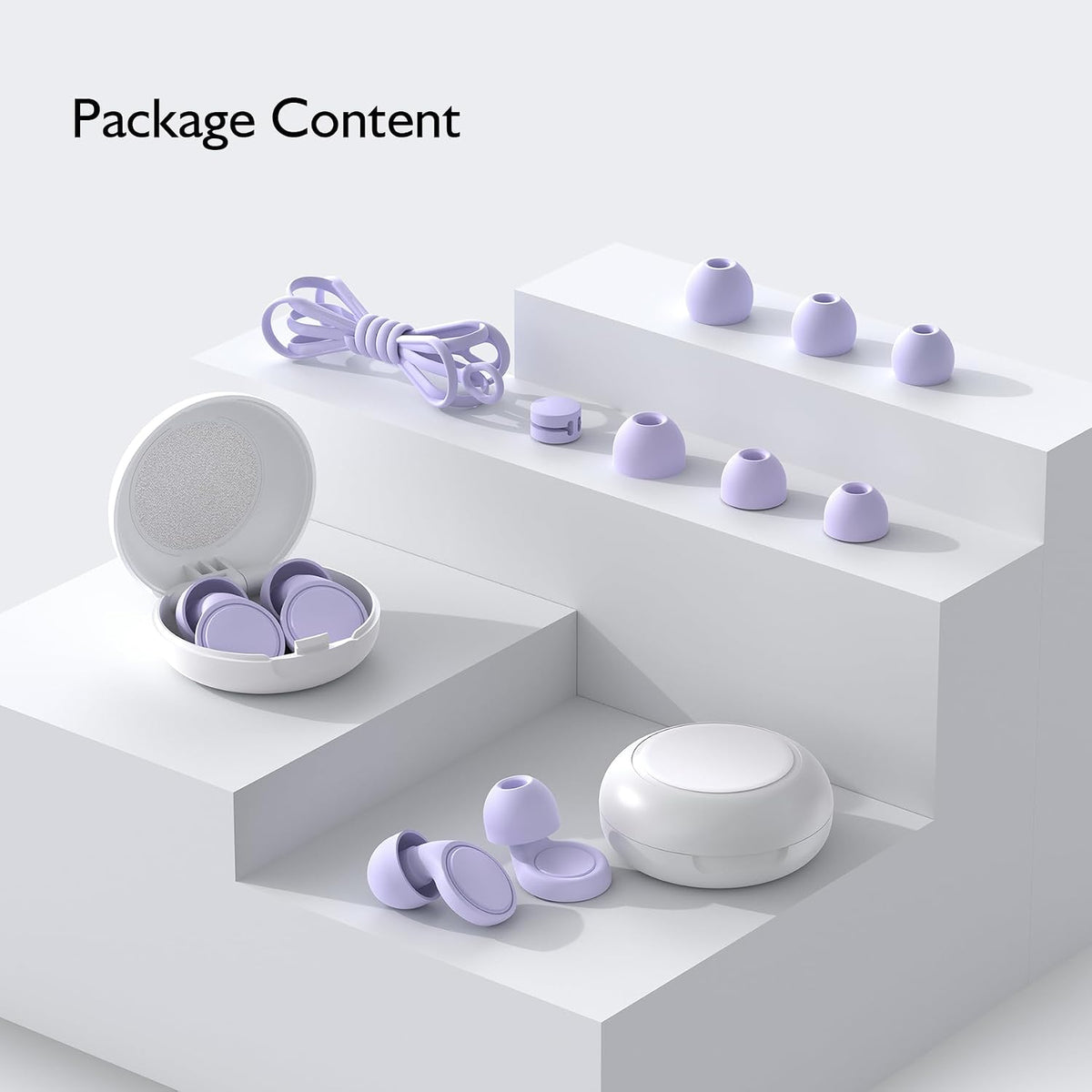 Jayine 2 Pairs Ear Plugs for Sleeping, Soft Full Silicone Ear Plugs for Noise Reduction 25dB, Reusable Hearing Protection Earplugs for Concert, Focus, Noise Sensitivity, 8 Ear Tips in S/M/L - Purple