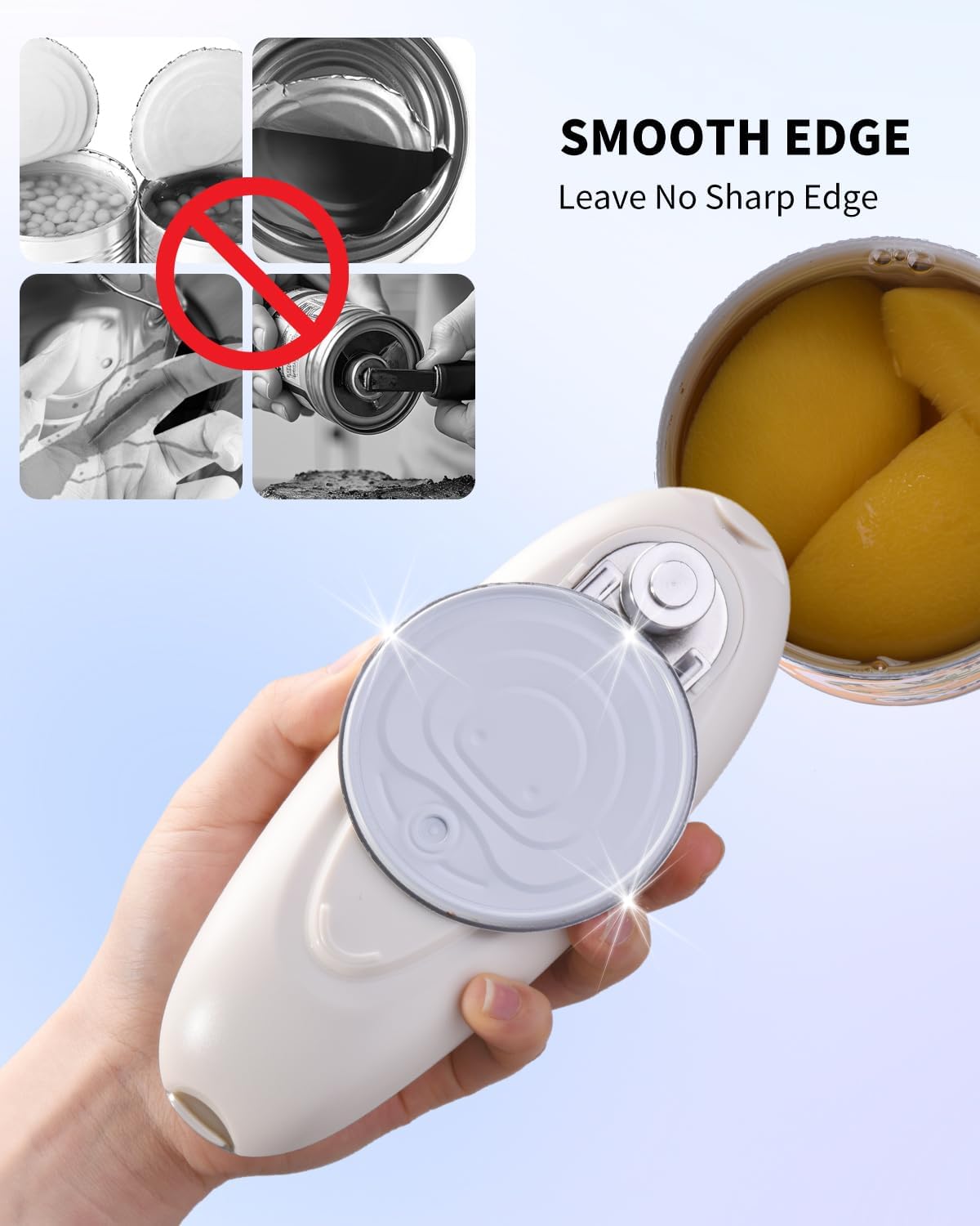 CIRCLE JOY Electric Can Opener, One-Touch Automatic Can Opening with Smooth Edges, Food Safety Handheld Battery-Operated Can Opener for Kitchen and Seniors, Blue