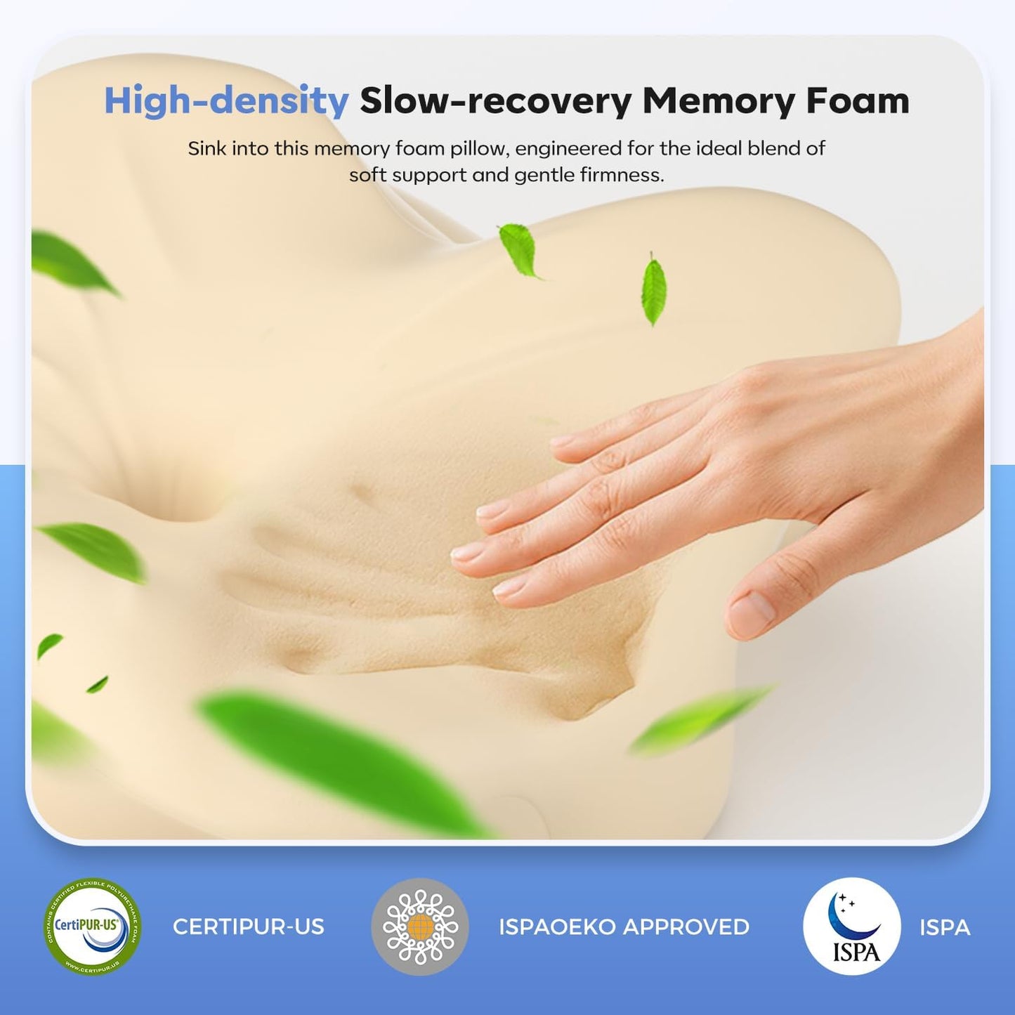 Ultra Comfort Ergonomic Cervical Pillow, Supportive Memory Foam Neck Pillow, Adjustable Height, Breathable Cover, for All Sleepers, No Odor