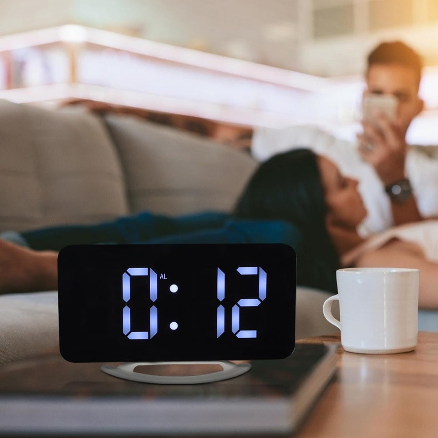 BESPORTBLE Vibrating Alarm Clock for Heavy Sleepers with Bed Shaker Large LED Display Dual Alarm Night Light Bedroom Office Clock
