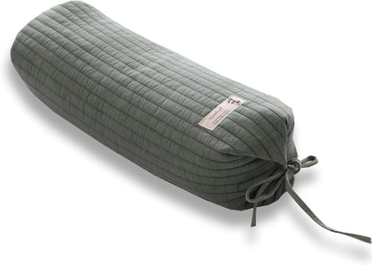 Buckwheat Pillow for Sleeping 14''x21'' Neck Roll Pillow Provide Firm Support, Adjustable Loft Bolster Pillow Relieves Neck and Shoulder Pain (Light Grey)