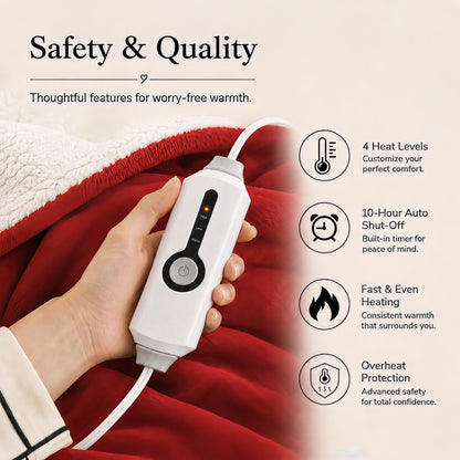 Electric Heated Blanket Full Size 72"x84" – Light Gray | ETL for Safe Overnight, 4 Heat Settings & 10H Auto Off, Dual-Sided Microplush Sherpa for Home Night, Machine washable
