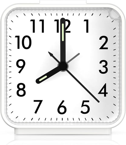 AMIR Analog Silent Non Ticking Small Clock, Travel Analog Alarm Clock