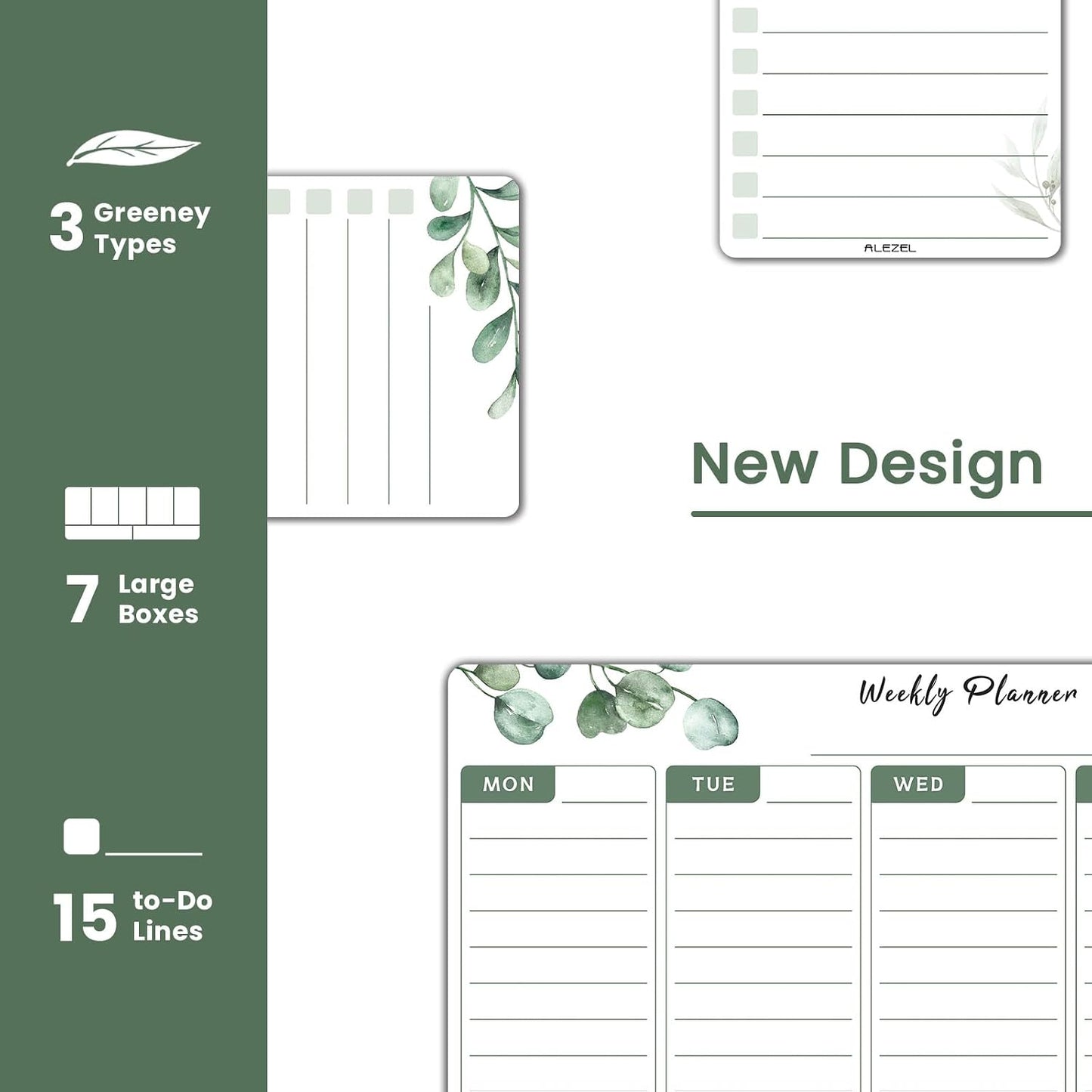 ALEZEL Magnetic Weekly Calendar Whiteboard for Fridge, Refrigerator Dry Erase Weekly White Board, Includes Magnetic Weekly Planner for Fridge with 2 List Boards, 4 Markers + Eraser