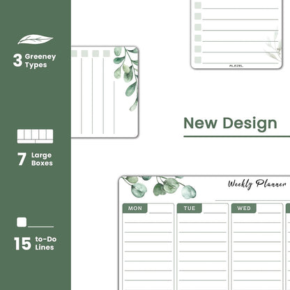 ALEZEL Magnetic Weekly Calendar Whiteboard for Fridge, Refrigerator Dry Erase Weekly White Board, Includes Magnetic Weekly Planner for Fridge with 2 List Boards, 4 Markers + Eraser