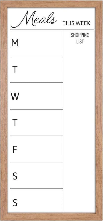 MCS Dry Erase Weekly Meal Planner Black Framed Calander Whiteboard, 11x24 | Dry Erase Weekly Meal Planner Black Framed Calander Whiteboard Frame, 11x24 Inch