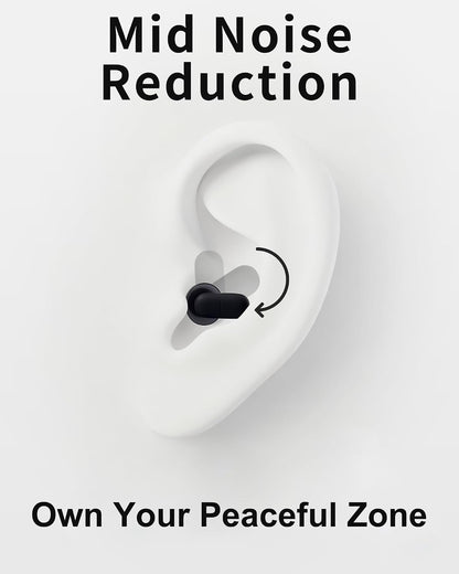 Ear Plugs for Sleeping Comfortable Mid Noise Cancelling Earplugs | All-night Wear without Ear Pain for Side Sleeper Patent Qufits Eartips 23dB Reusable Earplugs for Sleep, Travel - Black
