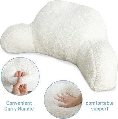 Reading Pillow for Kids/Teens/Adults, Bed Rest Wedge Backrest Pillows for Sitting in Bed with Arms Back Support for Watching TV/Gaming/Relaxing, Dorm Essentials, Ivory