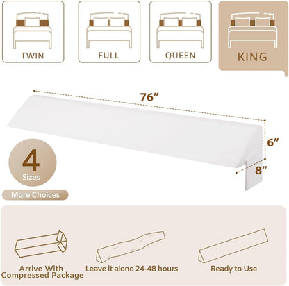 Bedluxe King Bed Wedge Pillow for Headboard, Fill The Gap (0-7")