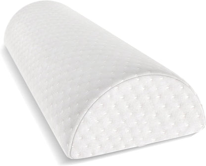 Cushy Form Bolster Pillow for Lumbar and Leg Support - 22.1 x 8.7 x 5.1 Inches Half Moon Memory Foam Cushion for Stomach, Back & Side Sleepers - Roll Pillows for Back and Neck w/Washable Cover