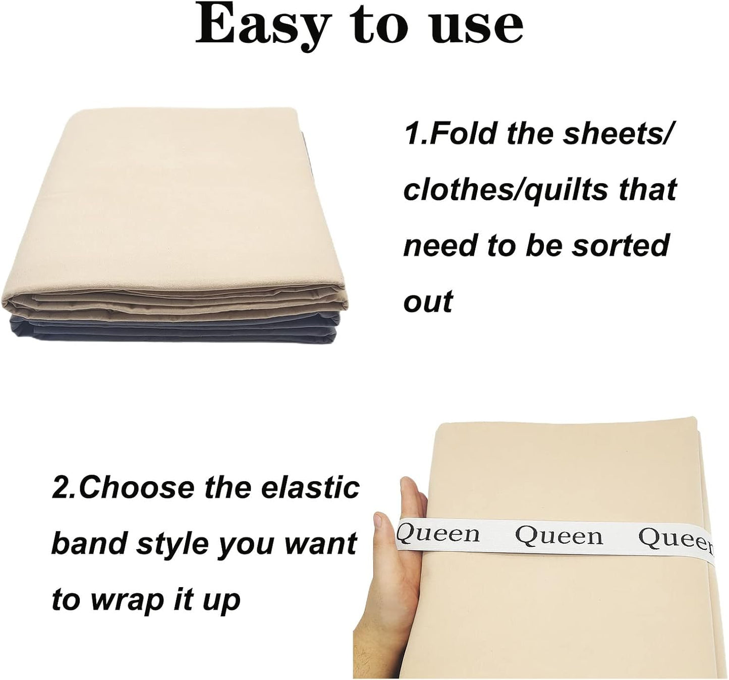 4 Pieces Bed Sheet Organizer Bands, Sheet Organizers and Storage Label Bands, Sheet Label for Bedding, Sheets Organizer for Closet,Sheet Keepers Linen Labels Bedding Bands (4Pcs Queen)