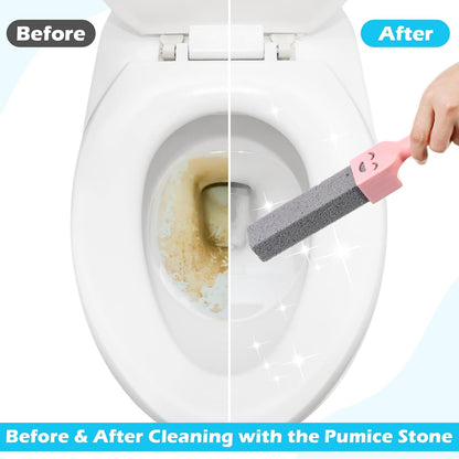 Outus 48 Pack Pumice Stone for Toilet Cleaning with 6 Reusable Handles, Powerful Pumice Cleaning Sticks for Toilets, Tubs, Sinks, Grills and Pool Tiles, Effectively Removes Hard Limescale