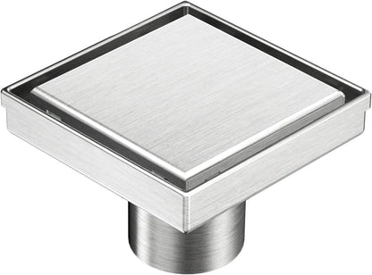 Neodrain 4" Brushed Square Shower Drain with Removable Tile Insert Grate | 304 Stainless Steel Tile Square Drain, Hidden Drain,Easy to Clean, Waterproof & Sturdy Shower Drain, CUPC Certified