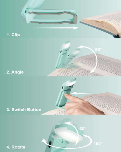 HEMONNKAM Book Reading Light, Rechargeable Clip on Booklight, Eye Caring 3 Color Temperatures & 5 Brightness Levels, Night Use for Bed, Long Lasting, Reading at Night in Bed, Romantic Purple