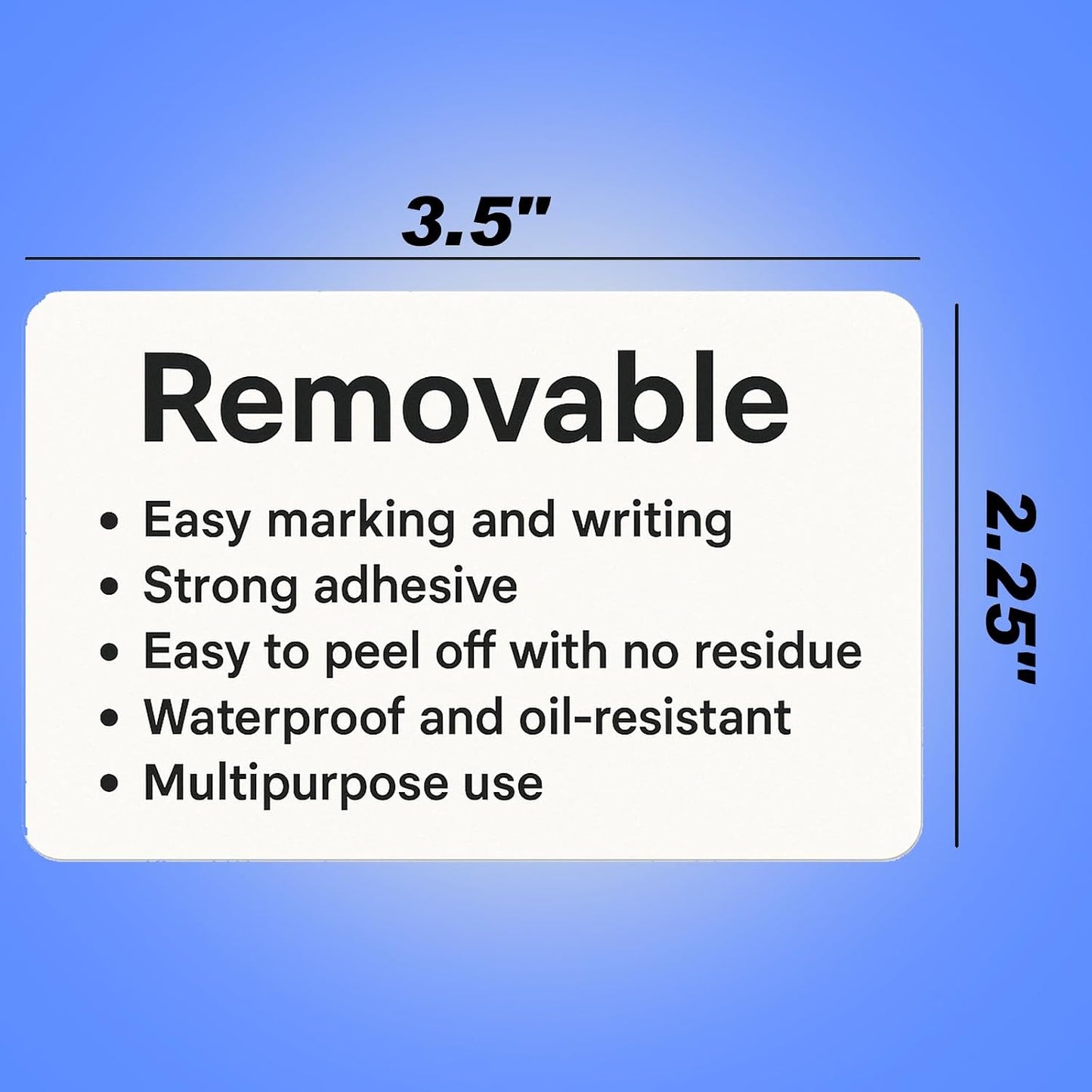 250pcs 3.5 x 2.25 Inch Blank Name Tag Stickers Removable Freezer Labels | Easy Peel Off, Tear Resistant, No Residue, Write On Moving Labels for Classroom Storage Bins Jars Food Containers Box