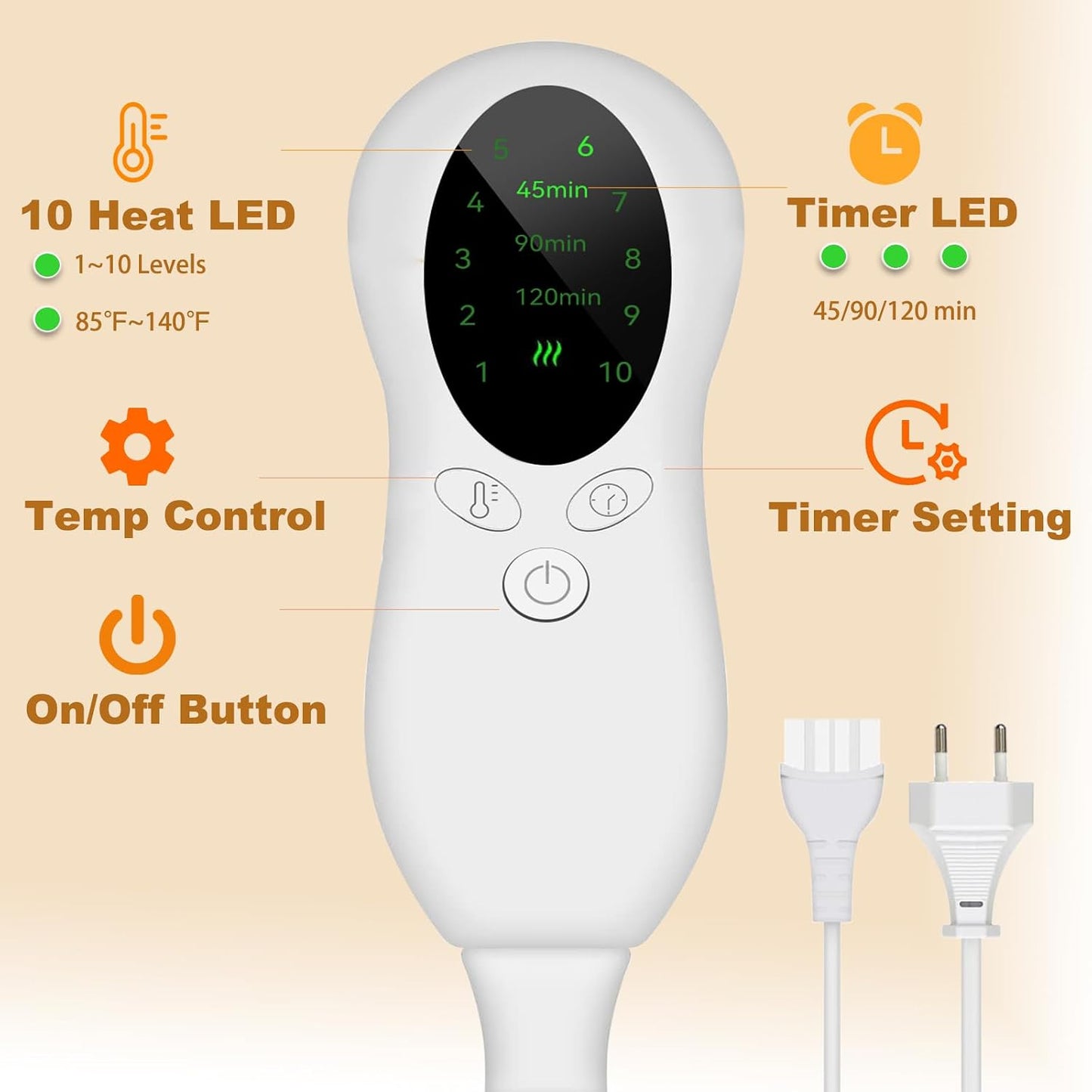 CYFIE Foot Warmer Under Desk - Electric Heating Pad for Women Men, Feet Warmers with 10 Heat & 3 Timer Settings, Auto Shut-Off, Washable Winter Gifts for Home Office