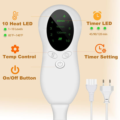 CYFIE Foot Warmer Under Desk - Electric Heating Pad for Women Men, Feet Warmers with 10 Heat & 3 Timer Settings, Auto Shut-Off, Washable Winter Gifts for Home Office