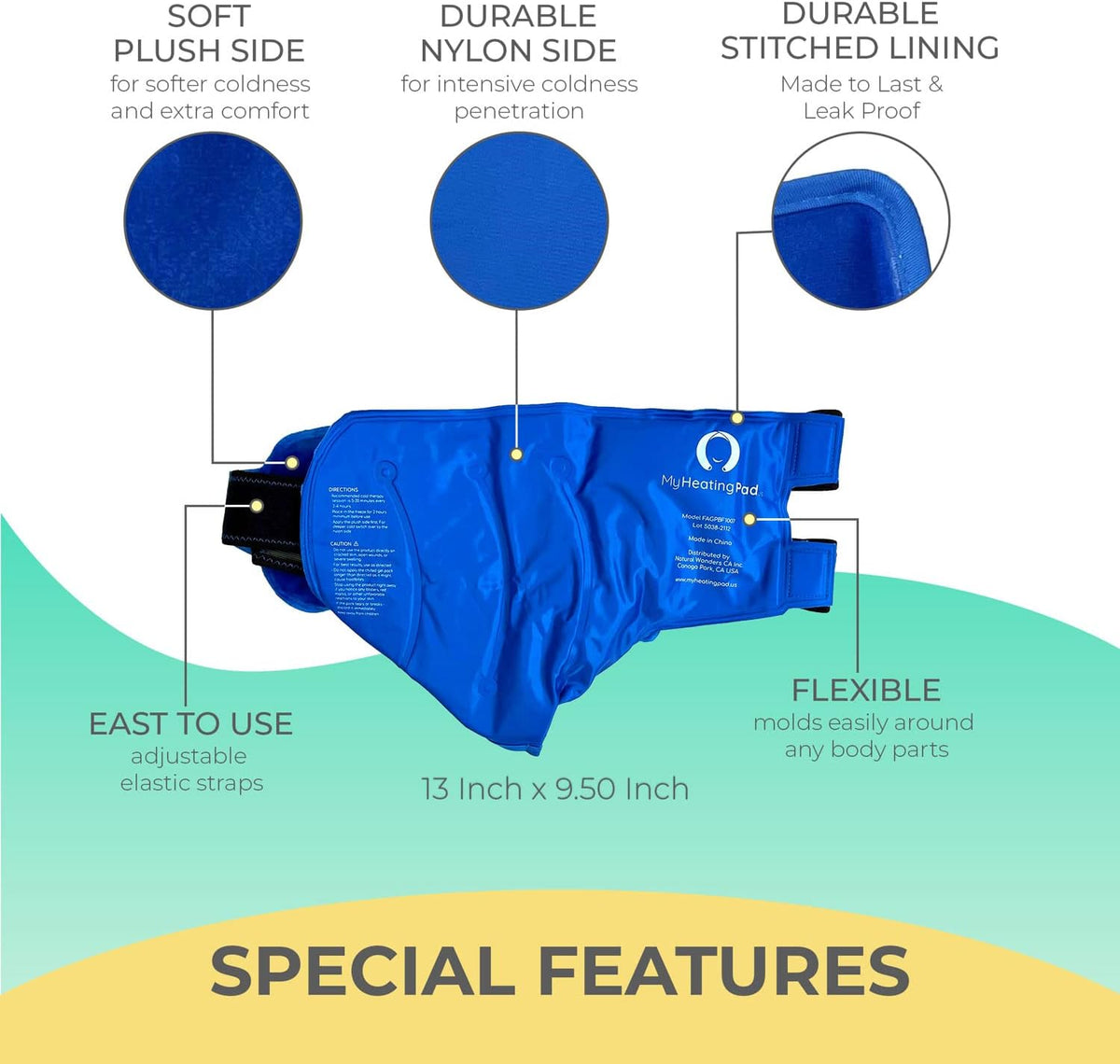 Foot and Ankle Gel Pack - Reusable Gel Ice Pack with Elastic Fastener - Cold Packs for Post-Surgery or Sport Injuries, Flexible Ice Packs - Foot Wrap and Ankle Ice Pack Wrap Compression - 1 Pack Blue