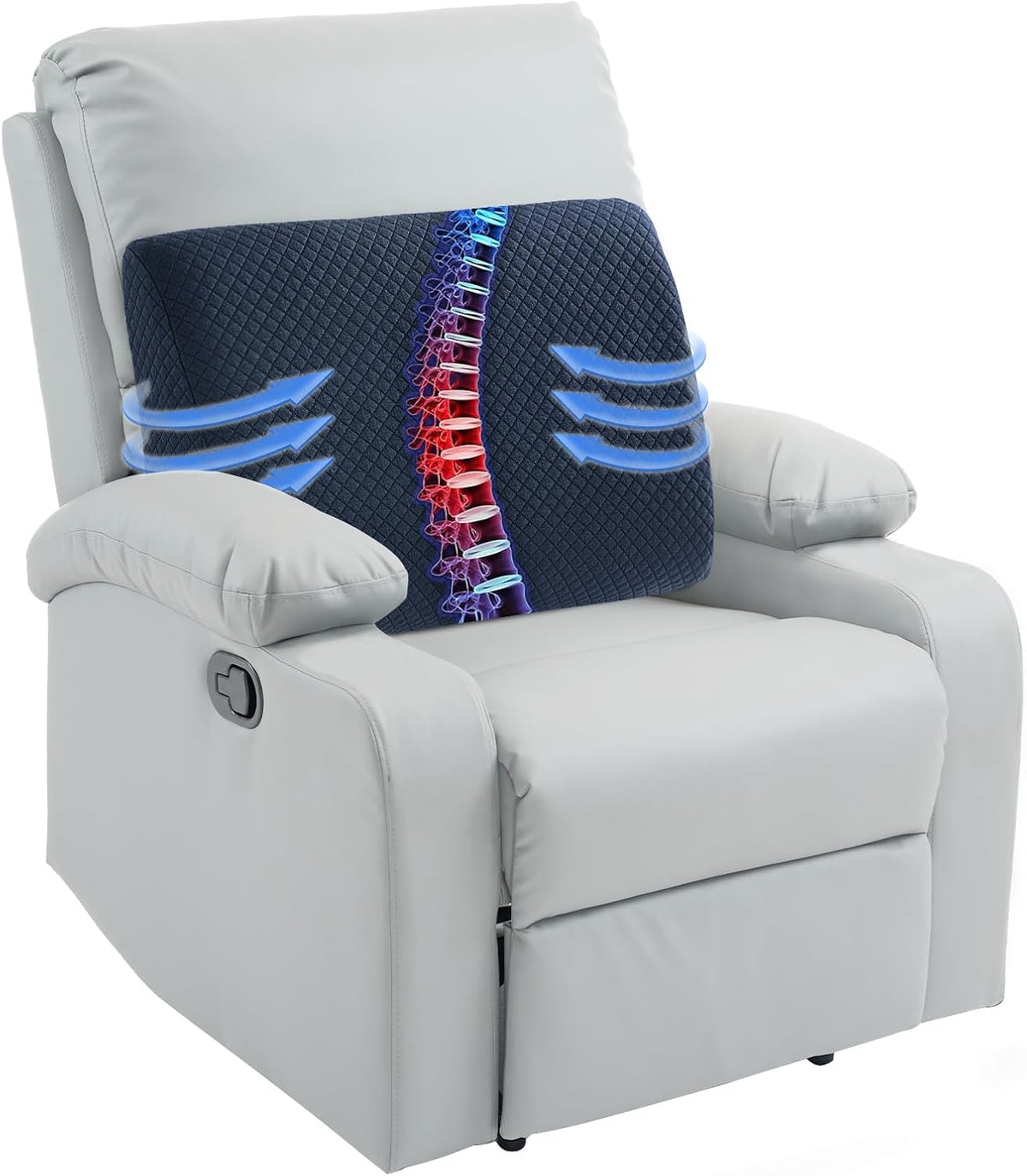 HOMBYS Lumbar Support Pillow for Recliner Chair, Memory Foam Back Support Cushion for Elderly,Extra Large Lumbar Support Pillow,Thick Backrest for Home Reading (Grey, 20“x13.5"x5")