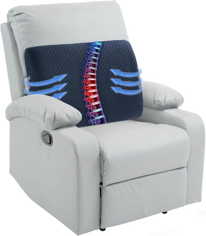 HOMBYS Lumbar Support Pillow for Recliner Chair, Memory Foam Back Support Cushion for Elderly,Extra Large Lumbar Support Pillow,Thick Backrest for Home Reading (Grey, 20“x13.5"x5")