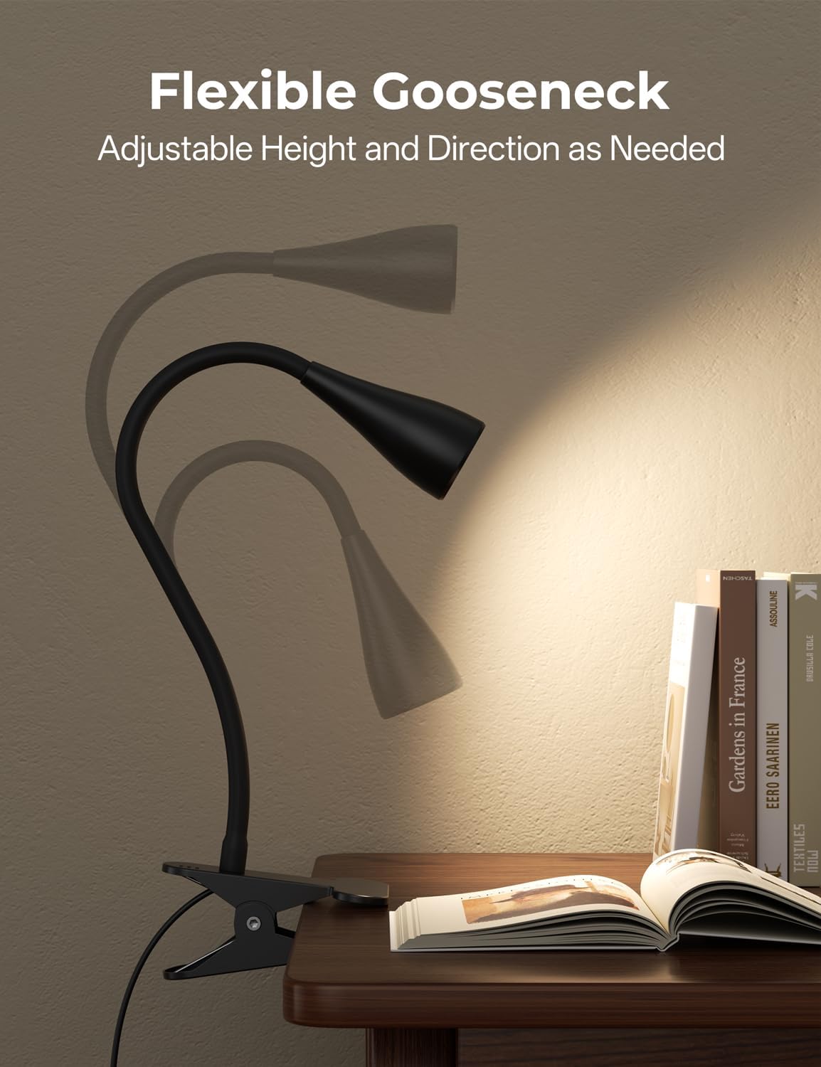 Dim Book Lights for Reading at Night,USB Goose Reading Lights for Books in Bed Headboard,LED Night Lights Plug into Wall,Adhesive Wall Lights for Bedroom,Portable Plug in Wall Sconces Hardwired,1 Pack