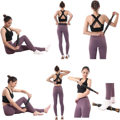 Wooden Cellulite Massage Roller for Legs and Thighs - Handheld Fascia Blaster Tool for Muscle Relief, Lymphatic Drainage & Body Sculpting - Anti Cellulite Massager for Women and Men (12 Wheel)