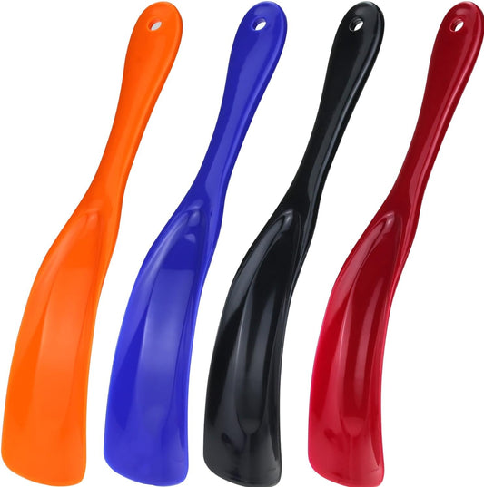 Portable Shoe Horn 4 Pack, 7.5" Plastic Shoehorns for Travel | Lightweight 7.5 in PP Plastic, 4 Colors, for Men, Women, Seniors, Travel, Office, Entryway
