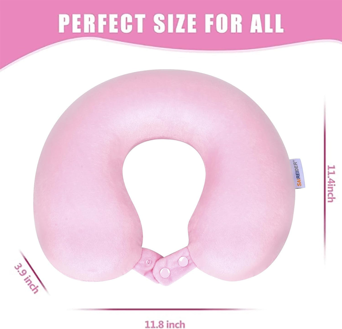 SAIREIDER Travel Pillow 100% Pure Memory Foam Travel Neck Pillow, Airplane Pillow for Traveling、Car、Home、Office，Washable Cover（Black）