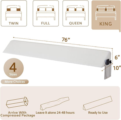Bedluxe King Bed Wedge Pillow for Headboard, Fill The Gap (0-7")