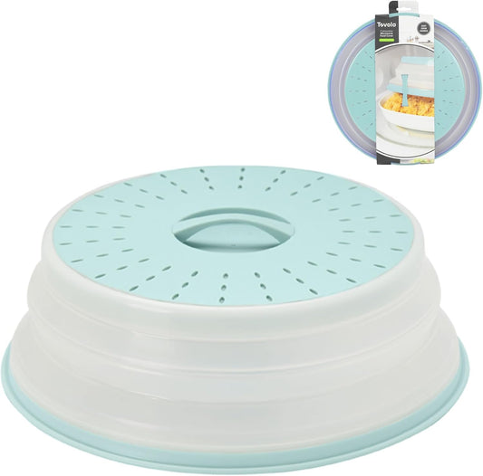 Tovolo Microwave Splatter Cover for Food Medium Blue Haze Dishwasher Safe, Collapsible Reusable Cover for Food in Microwave Uses BPA Free Safe Silicone,10 inch Vented Microwave Cover