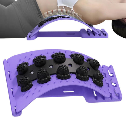 Back Stretcher - Lumbar Spine Relaxer, 4-Level Adjustable Relaxation Board | Yoga Back Stretcher | Scoliosis Massager Device with Black Massage Head for Muscle Alignment Cracking Lower Påin Ŕelief Ho