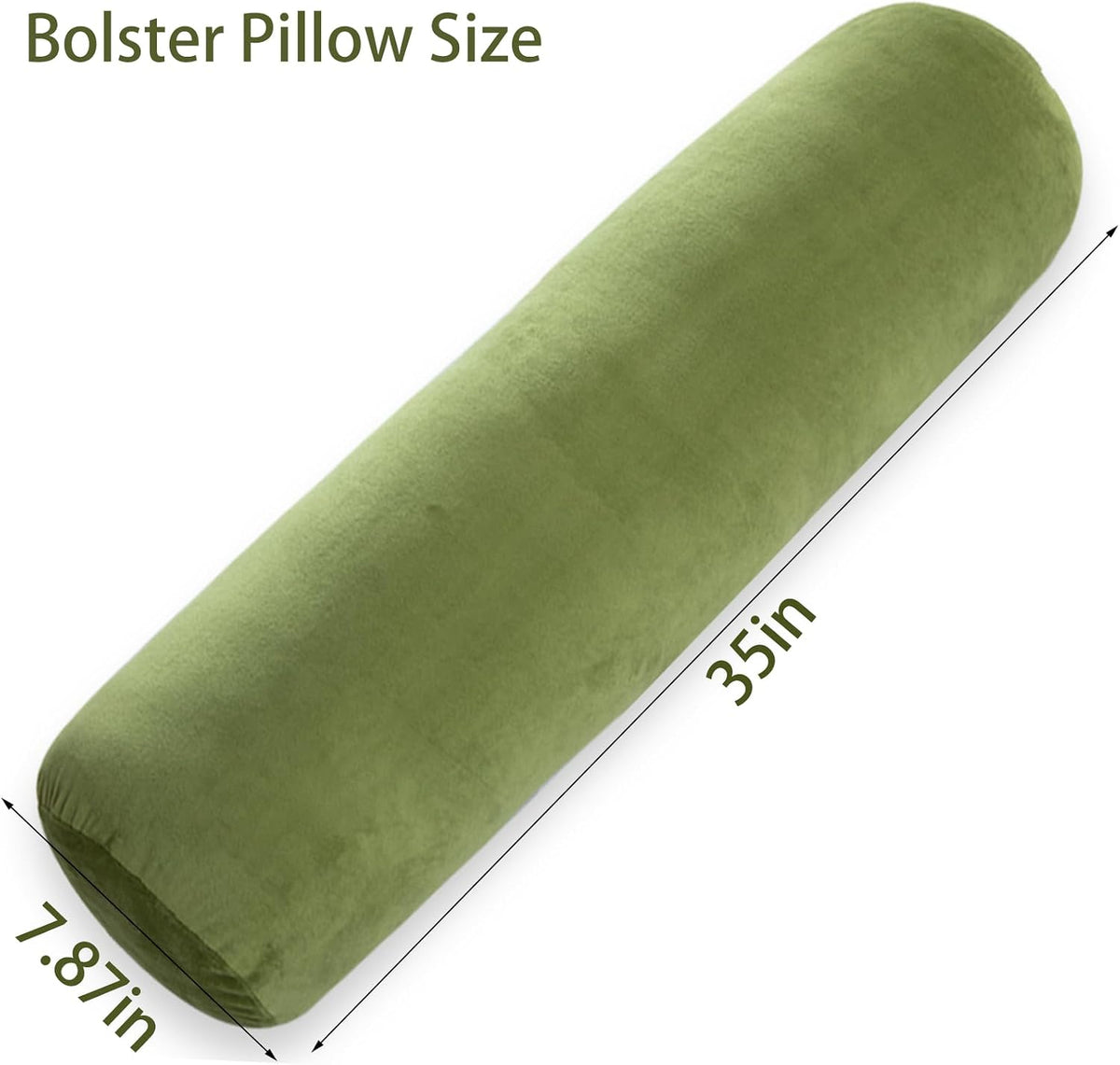 1 MIDDLE ONE Body Pillow for Adults, Bolster Pillow with Removable Velvet Cover, Long Round Cervical Roll Pillow, 35 x 7.87 Inches, Blue