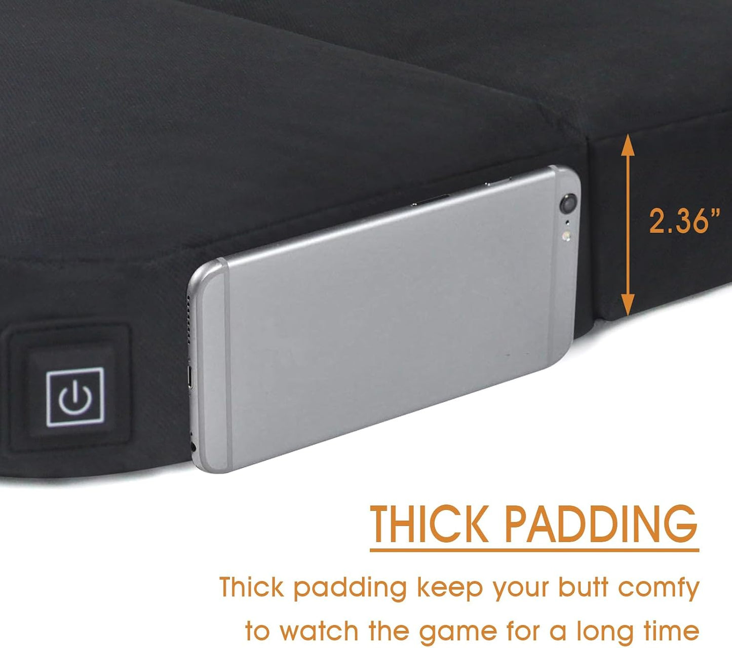 Extra Wide Heated Seat Cushion with 10000 mAh Mobile Bank Pack, Foldable Heated Stadium Seats for Bleacher, Portable Heating Pad Stadium Seat Cushion, USB Heating Seat Pad for Stadium Camping