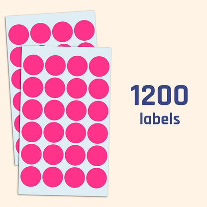 600 Pack, 1" Round Colored Dot Stickers Labels - 6 Colors