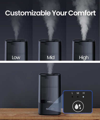 ROSEKM 2L Cool Mist Humidifier for Bedroom and Plants, Quiet, Black