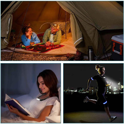 LED Neck Reading Light for Books: 3 Color Adjustable Bendable Arms Black