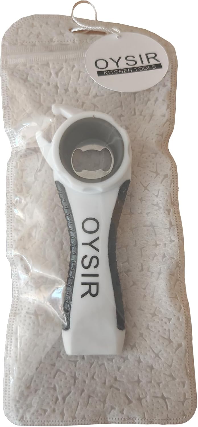 5 in 1 Lids off Jar Opener, Bottle Opener, Ideal For Women, Kids, Seniors - for Multipurpose Kitchen Tool, Easy open. White