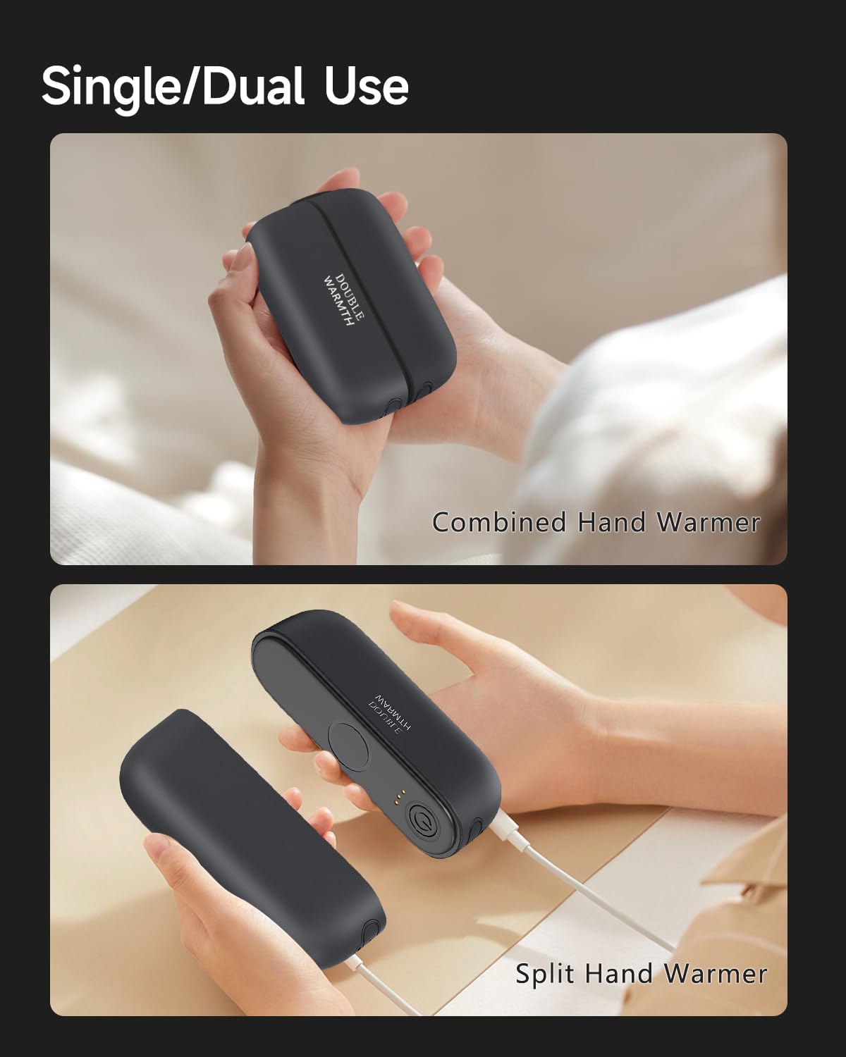 AI Magnetic Split Hand Warmers 2 Pack, 10000mAh Rechargeable Electric Hand Warmer,AI Intelligent Chip Temperature Control,16H Long-lasting Safe Heating,Pocket Hand Warmer for Traveling,Hiking,Camping.