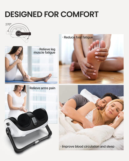 RENPHO 4-in-1 Customizable Electric Shiatsu Foot & Calf Massager with Heat | 3 Modes & 4 Levels Compression Massage for Tired Feet, 3 Modes Timing, FSA Eligible HSA, Gifts for Women & Men, Size 14