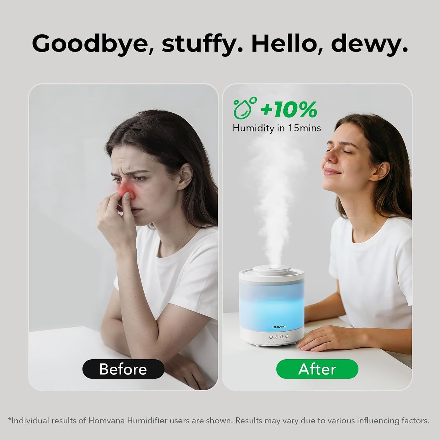 Homvana 1.5L Humidifier, Quiet 28dB, 7 Night Lights, Aroma Diffuser | 1.5L + 28dB Top-Fill Ultrasonic BPA-Free Humidifier with 30H Runtime for Bedroom, Baby, Plants, Office