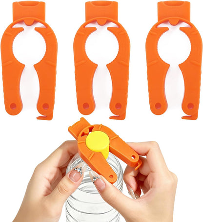 Water Bottle Opener, Bottle Openers for Seniors, 3-in-1, 3-Pack Orange | Bottle Cap Opener, Plastic Bottle Opener, Magnetic, Ergonomic Grip, Lightweight, for Arthritis & Weak Hands, 3-Pack Orange