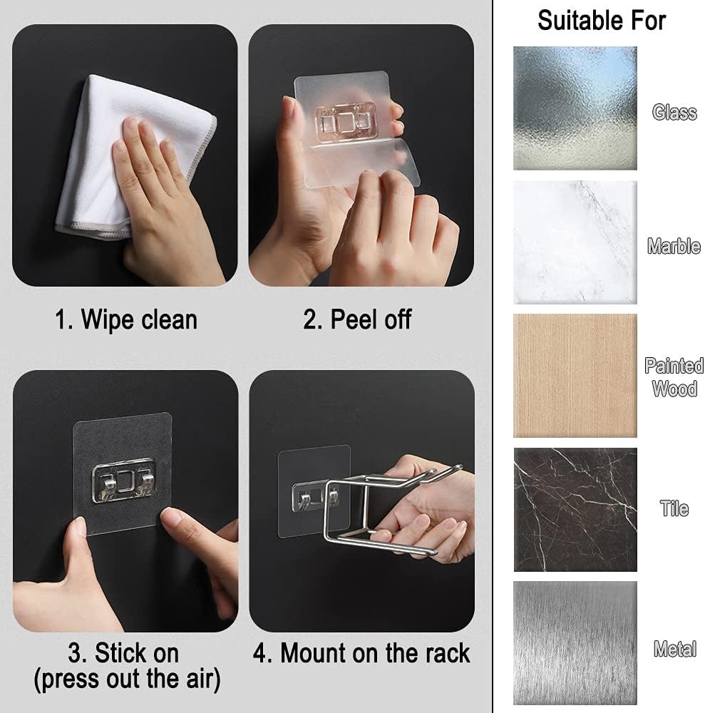 2 Pack Hair Dryer Holder, Wall Mount Self Adhesive Waterproof Blow Dryer Rack Storage Organizer Hanger, Compatible with Dyson and Most Hair Blower Appliance, Brush, Curling Iron, Straightener