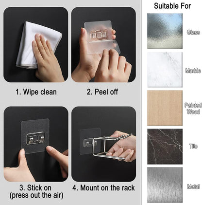 2 Pack Hair Dryer Holder, Wall Mount Self Adhesive Waterproof Blow Dryer Rack Storage Organizer Hanger, Compatible with Dyson and Most Hair Blower Appliance, Brush, Curling Iron, Straightener